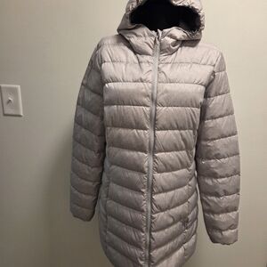 Eddie Bauer Women's Gray Hooded Puffer Jacket